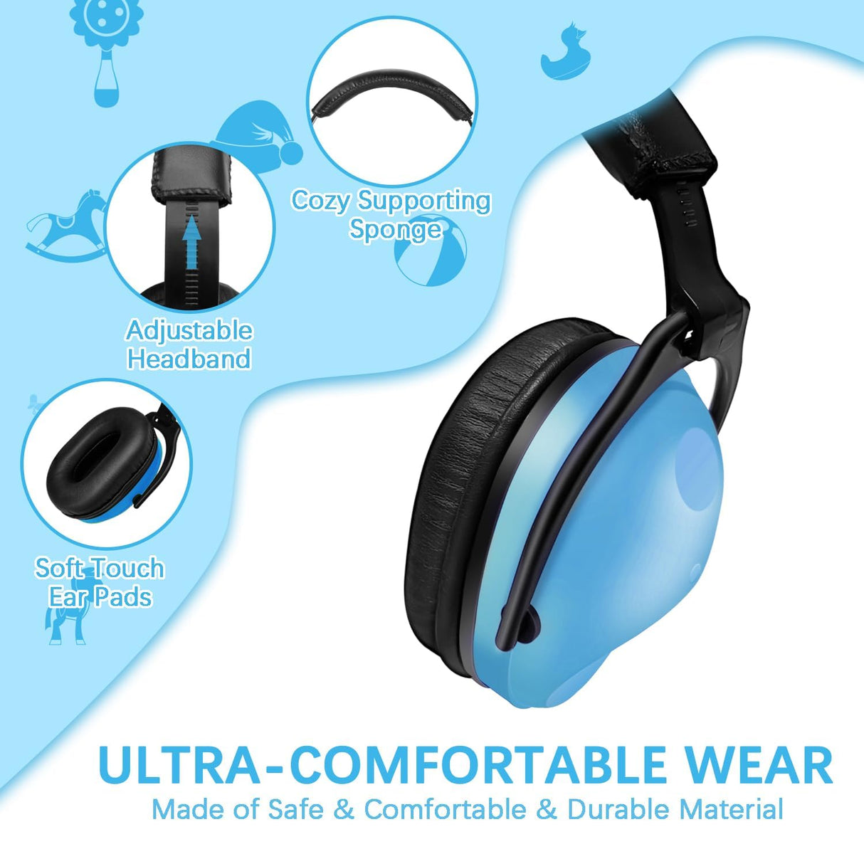 ZOHAN Kids Ear Protection 2 Pack, 25dB NRR Noise Cancelling Headphones for Kids, with Pillowy Pads, for Monster Truck, School, Autism, Sensory, Fireworks, Concerts, Events (Blue+Green)