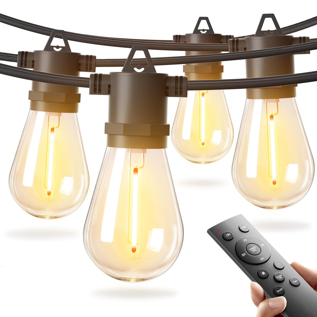 addlon 25FT LED Outdoor String Lights with Edison Shatterproof Bulbs, Heavy-Duty and Weatherproof Strand, Commercial Grade Patio Lights, Decorative for Garden or Patio, Black