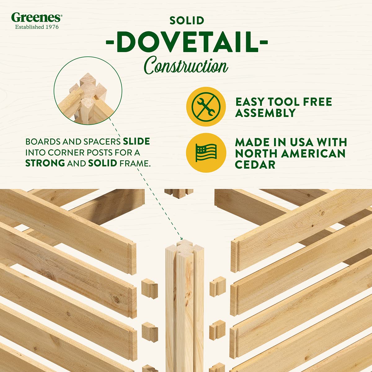 Greenes Fence Premium Cedar Wood Composter, 36" L x 36" W x 31" H (3/4" Thick) / 173.92 gallons - Made in USA with North American Cedar