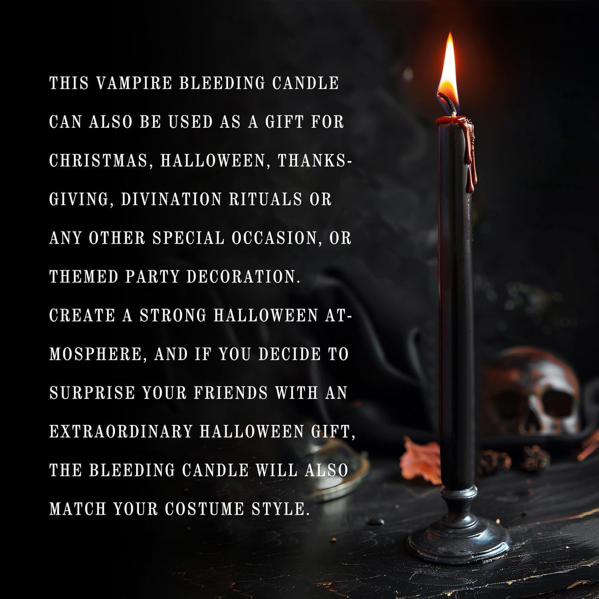 YOROXRG 12PCS 10-Inch Black Bleeding Taper Candles,Vampire Tears Taper Candles- Unscented Ideal for Halloween, Christmas, Rituals, and Themed Party Decor