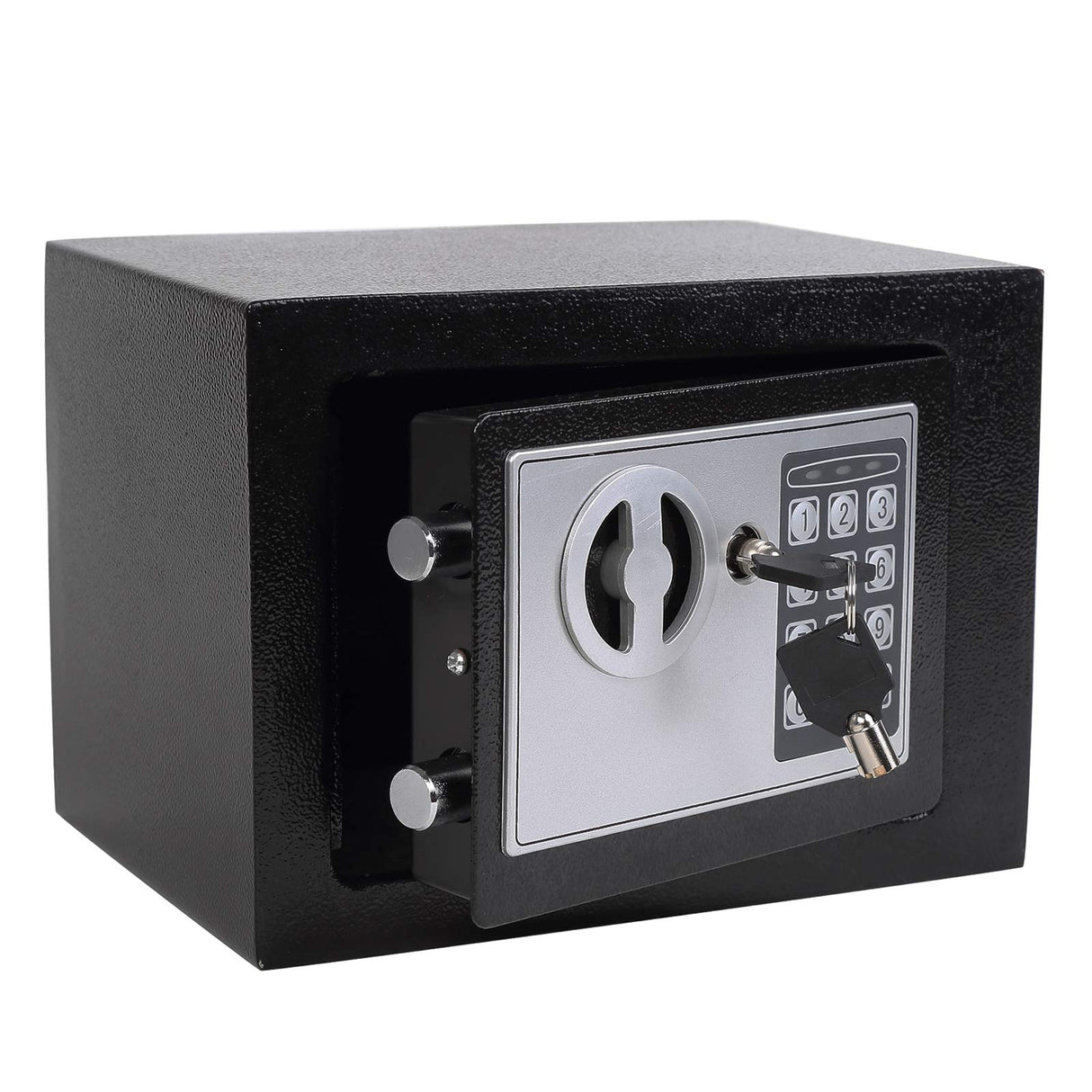Yuanshikj Safe Box with Electronic Keypad, Small Hidden Steel Security Lock Box with Key, 0.23 Cubic Feet, 9.05" W x 6.69" D x 6.69" H, for Jewelry Gun Cash Use Storage money (BLACK)