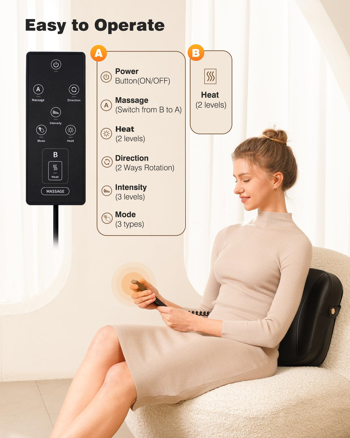 Back Massager with Heat, FSA HSA Eligible, Shiatsu Neck Massagers Deep Tissue Kneading Massage Pillow for Lower Back Leg Shoulder, Lumbar Support Pillow for Office Chair, Gifts for Mom Dad Women Men