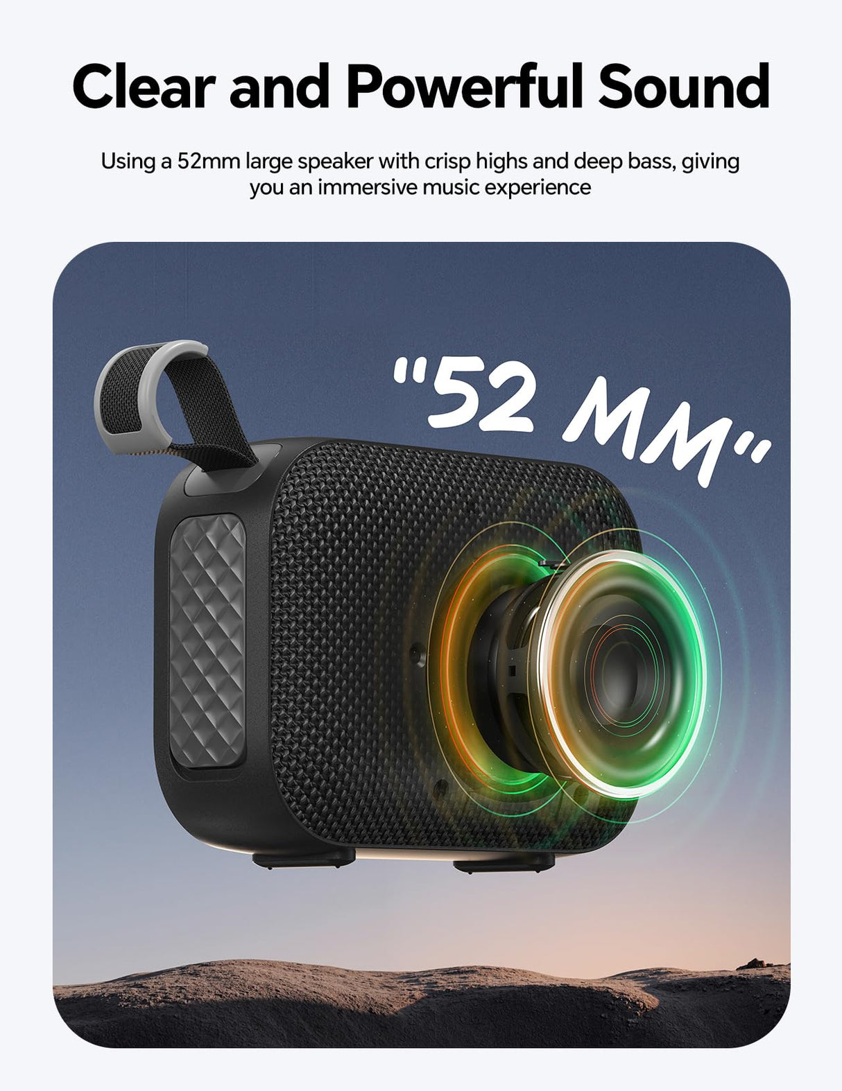 dbsono Stocking Stuffers for Teens Men Women: Christmas White Elephant Gifts for Adults, Portable Bluetooth Speaker Waterproof, IPX5 HD Sound Up to 24H Playtime, Cool Tech for Boys Girls-Black