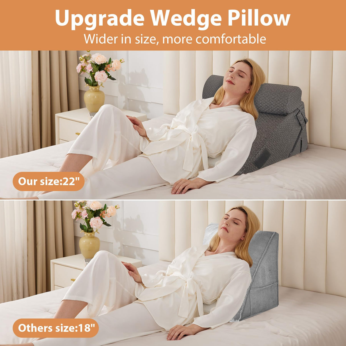 BIEEZZK Orthopedic Bed Wedge Pillow Set 3Pcs, Adjustable Memory Foam, Pillow Wedge for Post Surgery, Back Pain Relief, Triangle Pillows for Acid Reflux, Snoring, GERD, Dark Grey