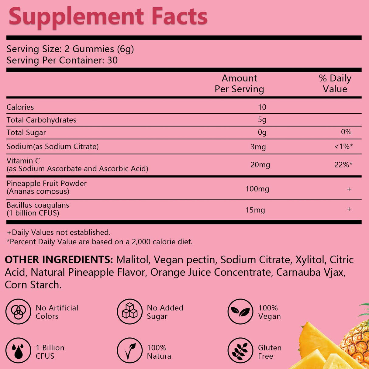 Premium Feminine Balance Gummies for Women, Pineapple Gummies for Women PH Health and Wellness, Hawaiian Pineapple Flavor, Improve Immune, Vegan, Gluten Free, Light Pink, 1 Pack