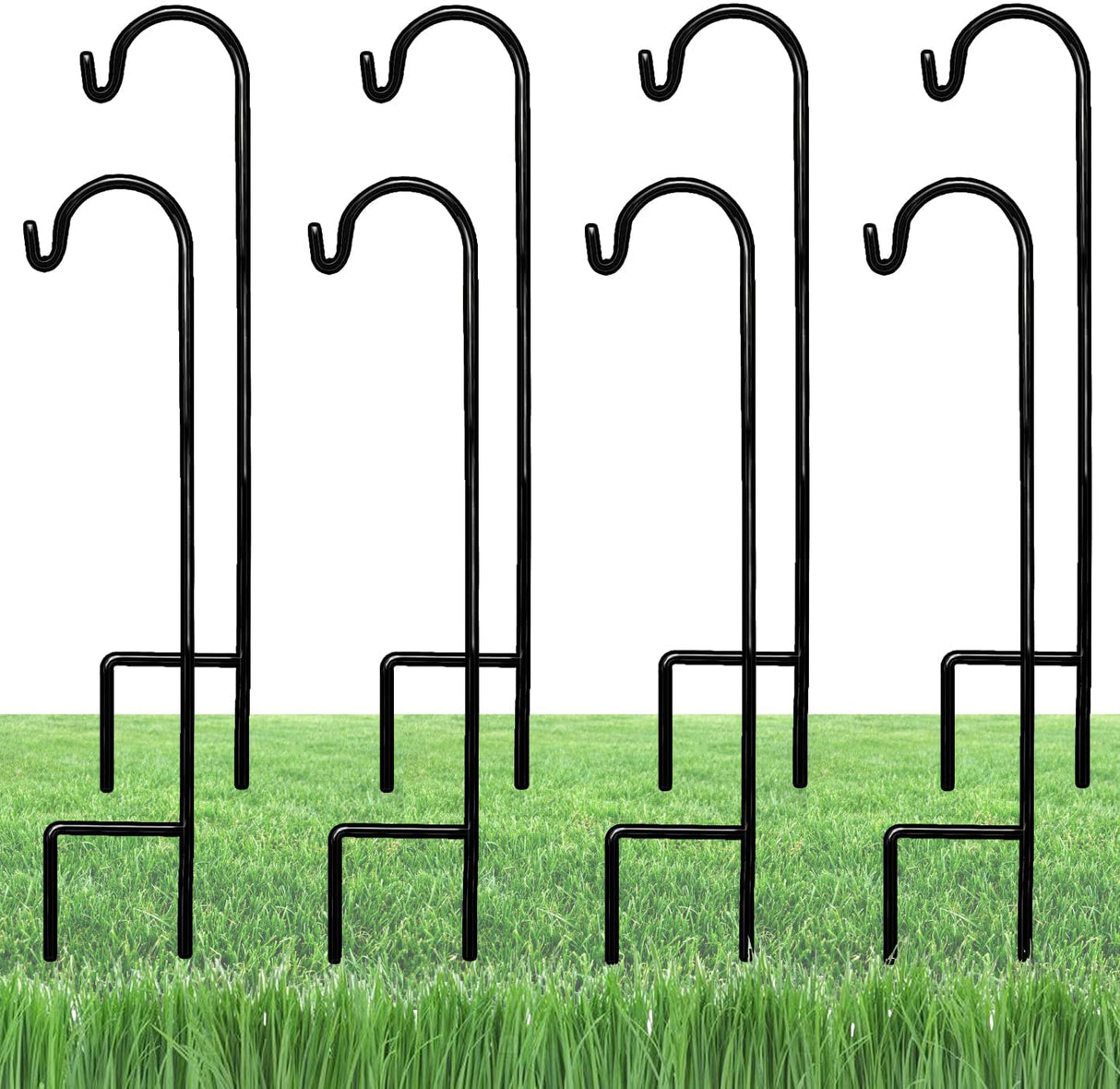 Ashman Shepherd's Hooks 35 Inch (8 Pack), Black, Made of Premium Metal for Hanging Solar Lights, Bird Feeders, Mason Jars, Christmas Lights, Lanterns, Garden Stakes and Wedding Décor.