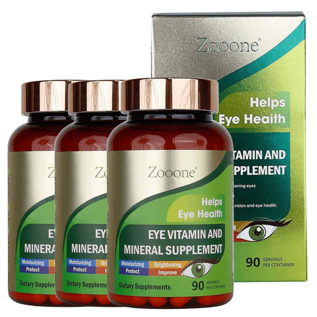Zooone - Lutein Eye Vitamins Supplement for Macular Health and Dry Eye, Contains Lutein, Zinc, Vitamins C/E & Zeaxanthin to Support Eye Health, 90 Tablets (3)