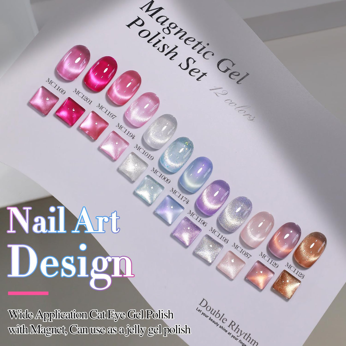 Double Rhythm 28Pcs 0.5Oz Gel Nail Polish Set Same Color Same Bottle Soak Off Gel Polish Kit Nail Art Manicure Salon DIY at Home for Women (Magnetic Cat Eye Collection-T24-7)