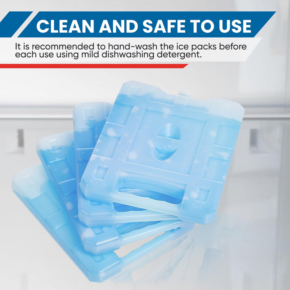 Sport Temp Reusable X-Large Ice Pack (4Pack) Long Lasting - Perfect for Keeping Food Or Beverages Cold, Coolers, Camping, Beach Coolers, Hiking & More, Clear Blue
