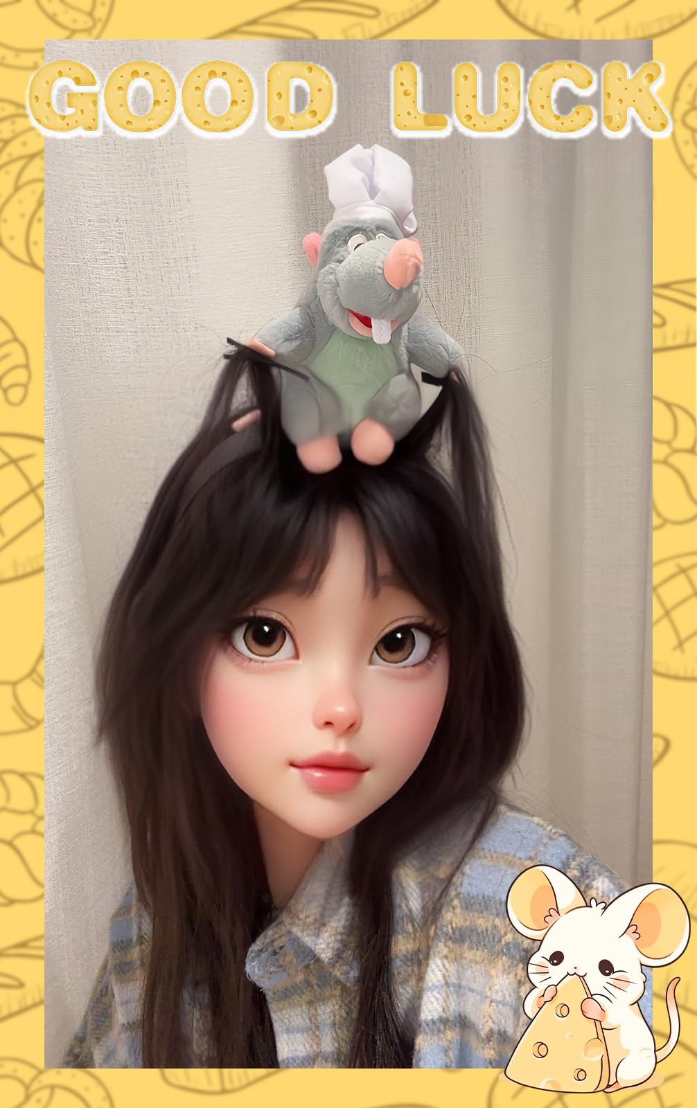 JEGERMIG Women's Christmas Funny Mouse Headband Cartoon Animal Ratatouille Plush Hairpin Headwear Accessories