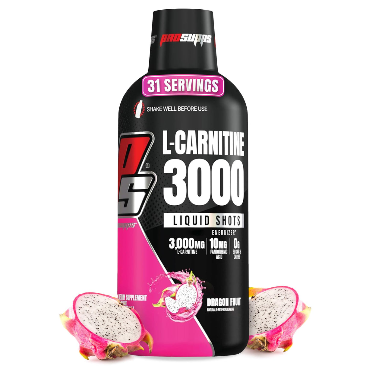 PROSUPPS L-Carnitine Liquid 3000, Stimulant-Free Liquid Shots for Men & Women - Clean Workout Drink for Energy, Performance & Muscle Recovery - No Sugar, No Carbs - 31 Servings, Dragon Fruit