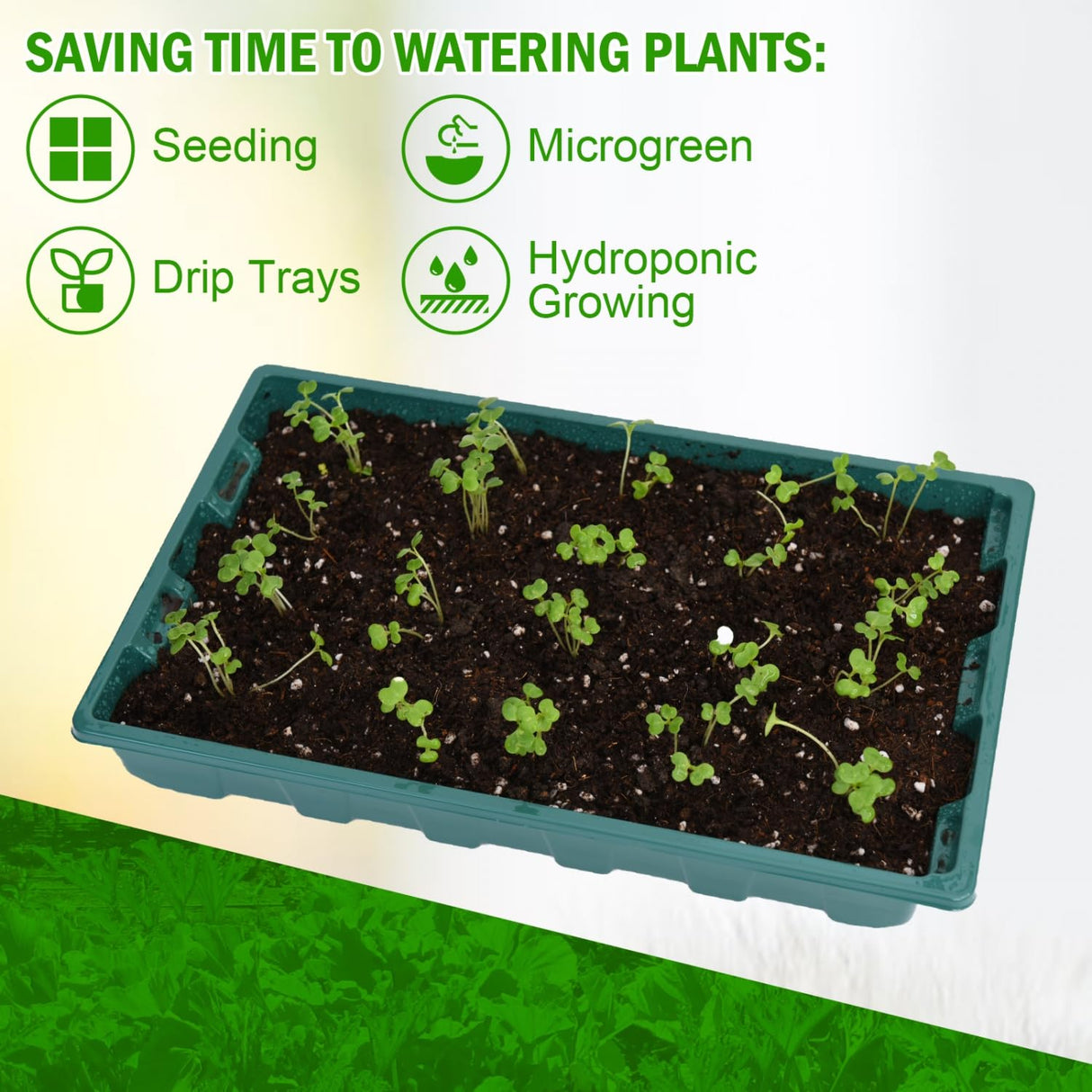 YoleShy 5 Packs Seed Starter Tray with Dome Reusable Plastic Plant Growing Trays with Humidity Domes Lids Thickened Sturdy for Seed Starting Germination Growing Seedling Propagation,14.5"x9"
