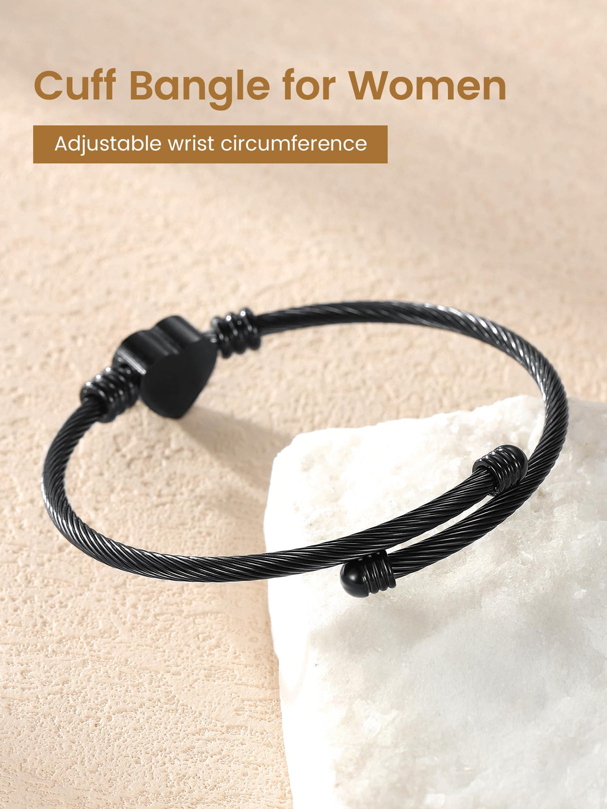 GoldChic JEWELRY Black Heart Bracelets for Women, Dainty Charm Bracelet