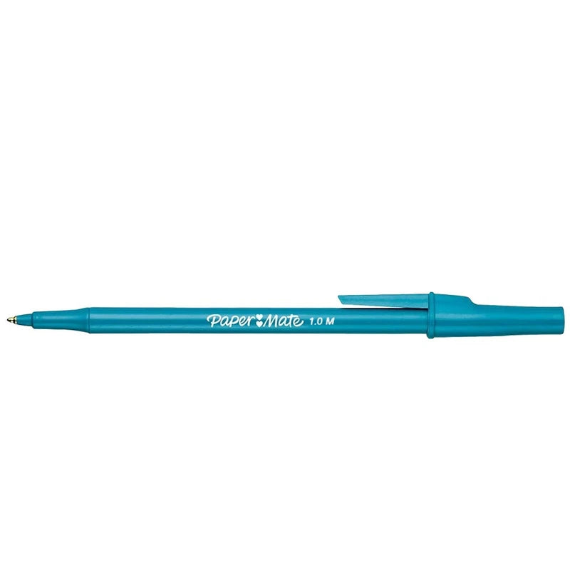 16 x Papermate Write Bros Classic Ballpoint Stick Pen, 1.0mm Medium Point, Blue Barrel/Blue Ink - Loose in Plain Packaging