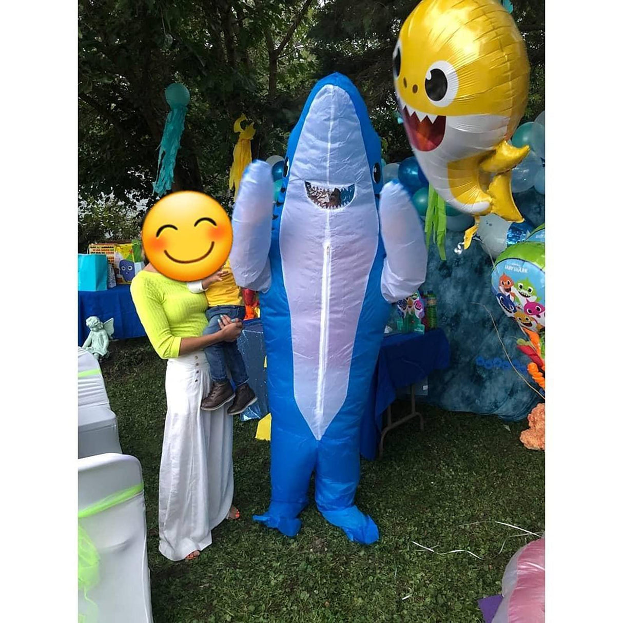 Inflatable Shark Costume Air Blow up Jaws Jumpsuit Fancy Dress Funny Carcharias Suit for Cosplay Party Halloween Christmas Carnival, Adult Size(blue)