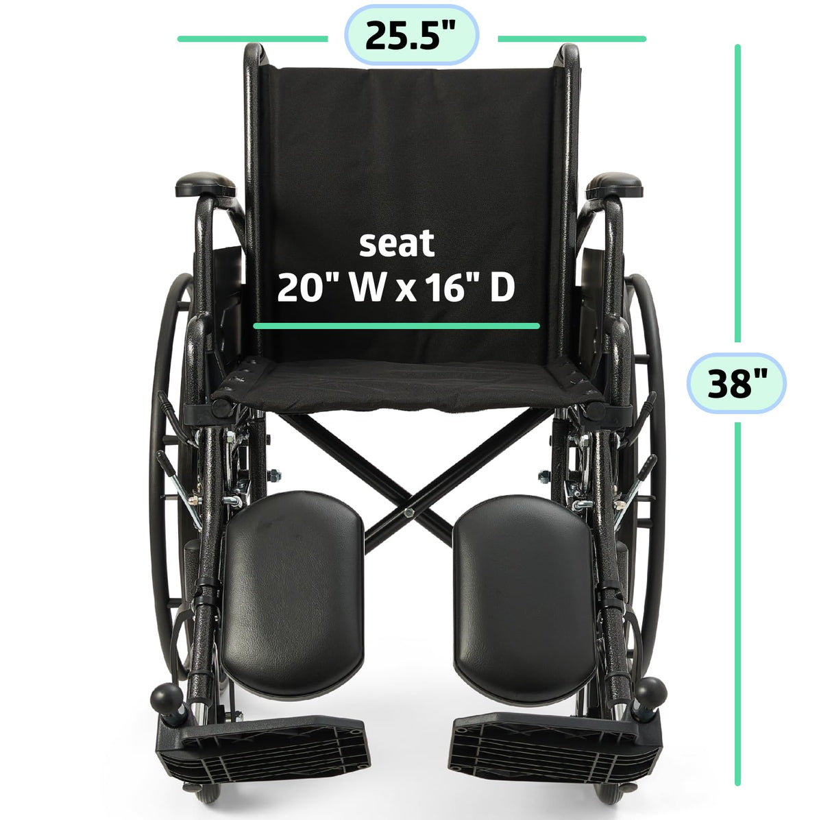 Medline Lightweight Wheelchair for Adults With Swing-Back, Desk-Length Arms, Elevating Leg Rests; 20" x 16"D Seat