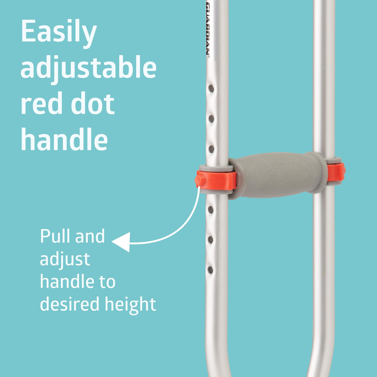 Medline Lightweight Aluminum Red Dot Crutches, for Patients 4’6”–5’2” Tall, Walking Aid for Kids, Adults & Seniors, 300 lbs. Weight Capacity