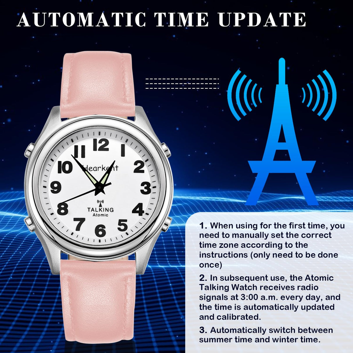 Hearkent Talking Watch for Women-Senior or Visually Impaired Watches American-Style English Voice Timekeeping Watch-Ideal Gifts for Mother or Sisters.(Pink)