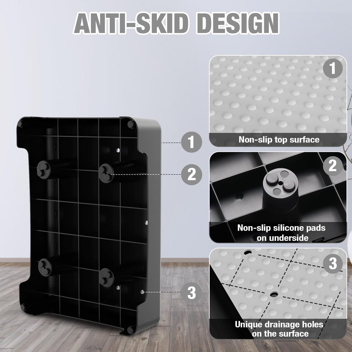 HBTower Step Stool, Mobility Step Stool for Adults & Seniors, Non-Slip Step Platform Indoor and Outdoor, Portable Step Riser, Safety Step for Car, Bedside, Office, Shower, Stairs, Grey