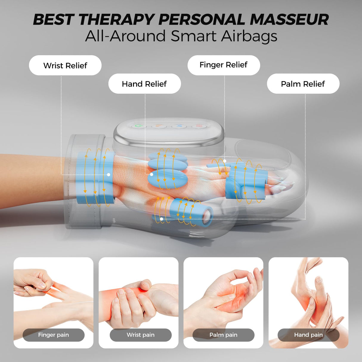 WUX Hand Massager with Heat Compression Relief, 3 Massage 4 Temperatures 5 Compression Models Therapy, Helps Soothe Hand Fatigue, Carpal Tunnel and Arthritis Discomfort, Ideal Gift for Women, Men