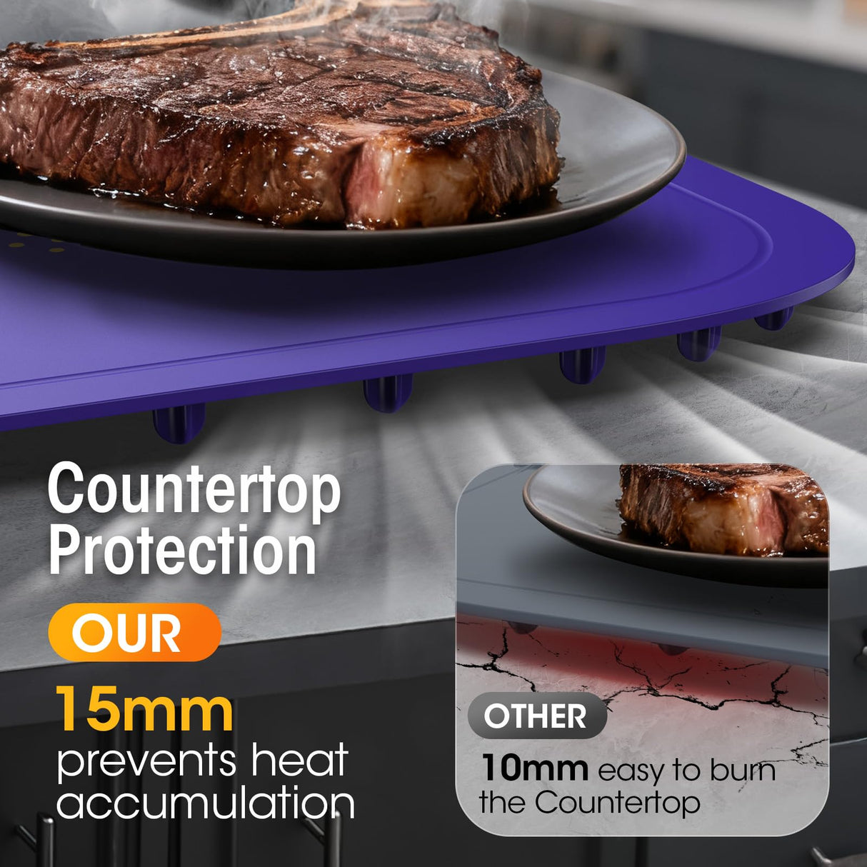 Warming Mat for Food, Extra Large, Food Warming Mat for Countertop, Food Warmer Mat with AI 7 Temperature Settings, Child Lock, Raised Feet Protects Table, Fast 8s Heating,Parties,Buffets,Daily Use