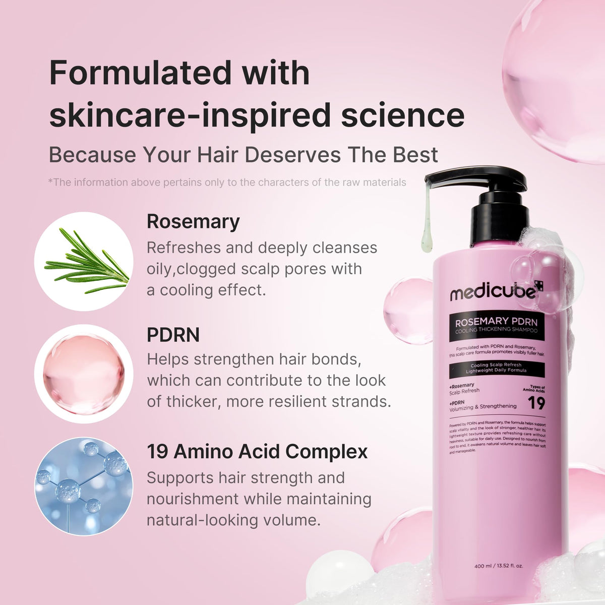medicube Rosemary PDRN Clarifying Thickening Shampoo, 13.52 fl.oz