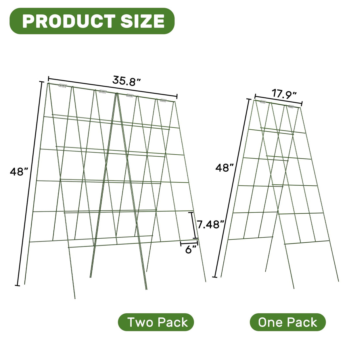 DOEWORKS 48" Cucumber Trellis, 2-Pack, Foldable, for Cucumbers, Beans, Tomatoes, Flowers