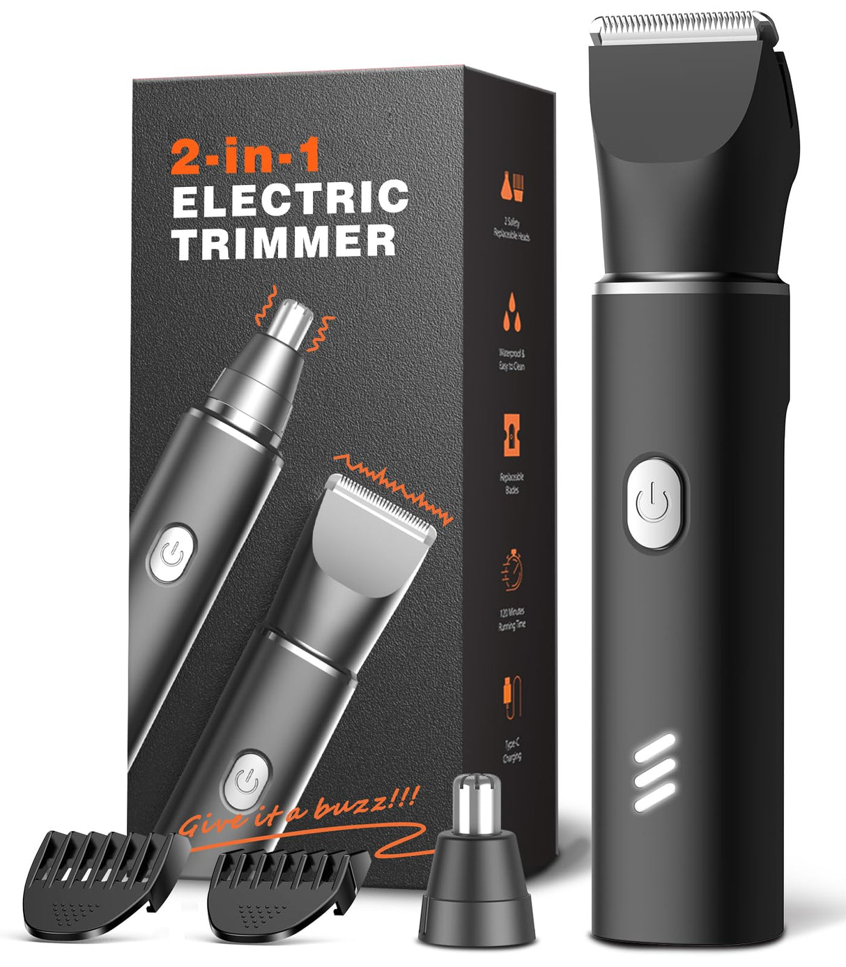 REYOLL Body Hair Trimmer for Men: Manscape Electric Razor, Versatile Hair Trimmer for Groin, Beard, Nose/Ear Hair, Waterproof & USB-C Rechargeable,Travel Lock,Christmas Gifts for Men