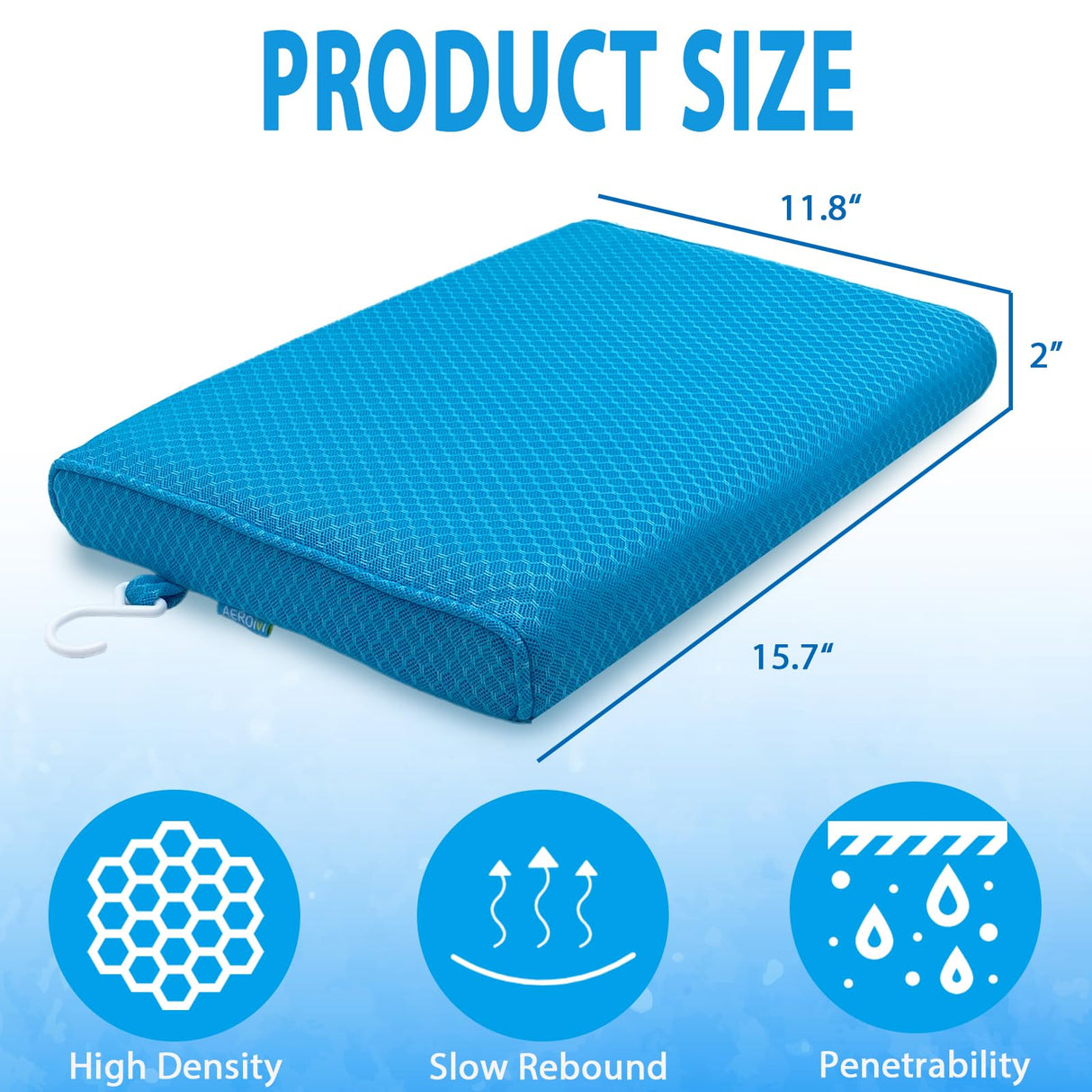 Shower Seat Cushion for Shower Chairs, Transfer Benches in Bathtub, Cushion for Sauna, 3D Mesh Pad with Hook, Slip-Resistant, Design for Elderly, Senior, Handicap & Disabled