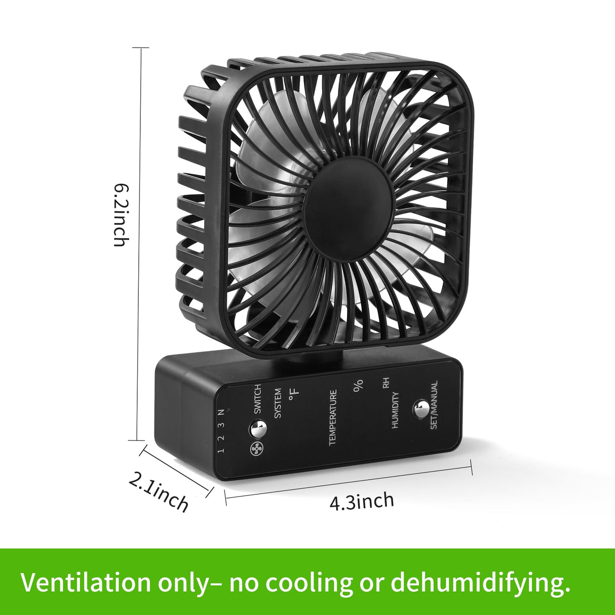 DAOTAILI 2-Pack 4” Grow Tent Fan With Temperature And Humidity Meter,Automatic Humidity Control,Oscillating Fan For Hydroponic Ventilation Circulation With Clips,Adjustable Speed Quiet Greenhouse
