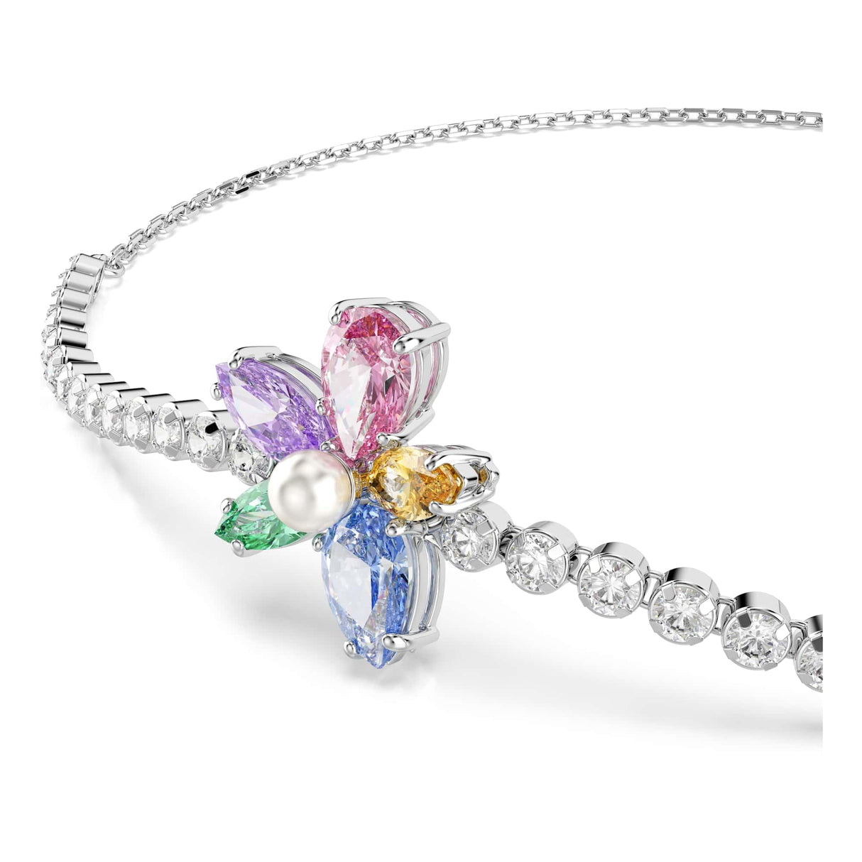 Swarovski Ariana Grande x bracelet, Mixed cuts, Flower, Multicolored, Rhodium plated