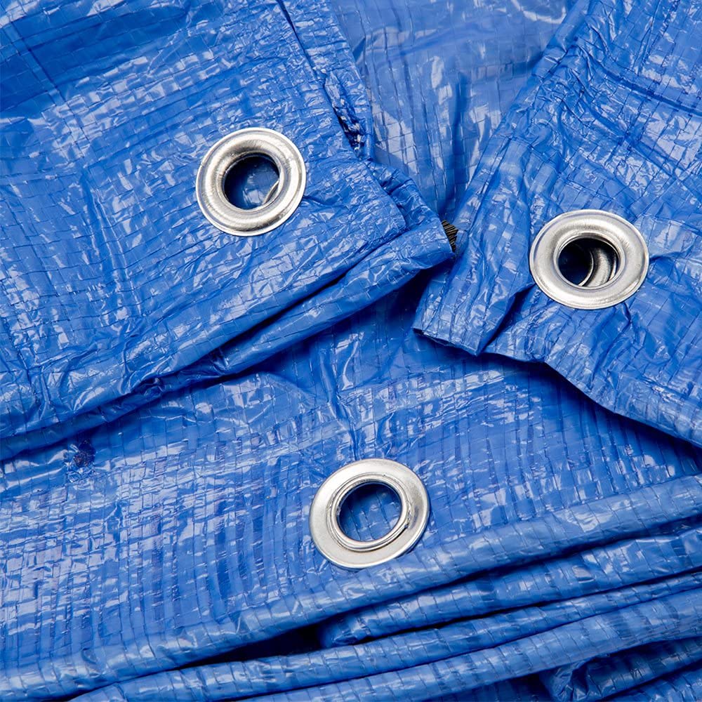 Grizzly Tarps by B-Air 10' x 14' Large Multi-Purpose Waterproof Heavy Duty Poly Tarp with Grommets Every 36", 8x8 Weave, 5 Mil Thick, for Home, Boats, Cars, Camping, Protective Cover, Blue
