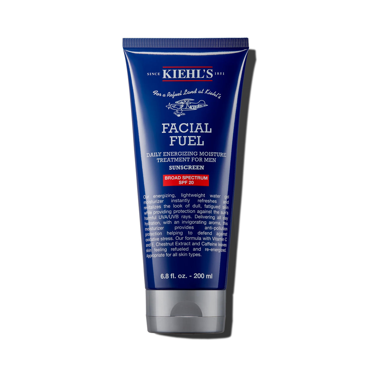 Kiehl's Facial Fuel Moisturizer with SPF 20 for Men, Energizing Face Moisturizer for Dull Skin, Non-Greasy Feel, Hydrating Lotion & Broad Spectrum Sunscreen, with Caffeine & Vitamin C - 6.8 fl oz