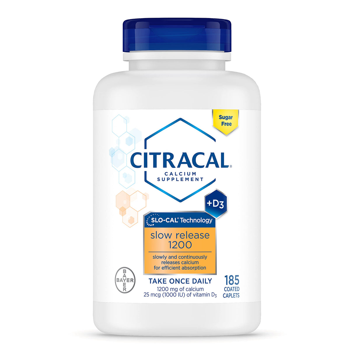 Citracal Slow Release 1200, 1200 mg Calcium Citrate with Vitamin D (1000 IU), Vitamin D3, Bone Health Support, Calcium Supplement for Ages 12+, 185 Count