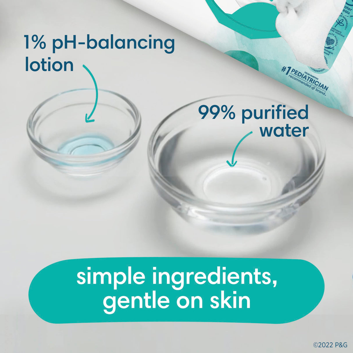 Pampers Baby Wipes Aqua Pure, 99% water-based wipes, Hypoallergenic and Unscented Infant Wipe, 448 Total (8 Flip-Top Packs)