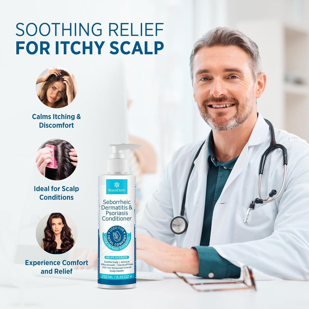 Seborrheic Dermatitis & Psoriasis Cream, Shampoo and Conditioner Set - Scalp Therapy System for Folliculitis, Psoriasis, Dandruff, Dry Scalp - Scalp Treatment to Relieve Itching, Flaking, Irritation