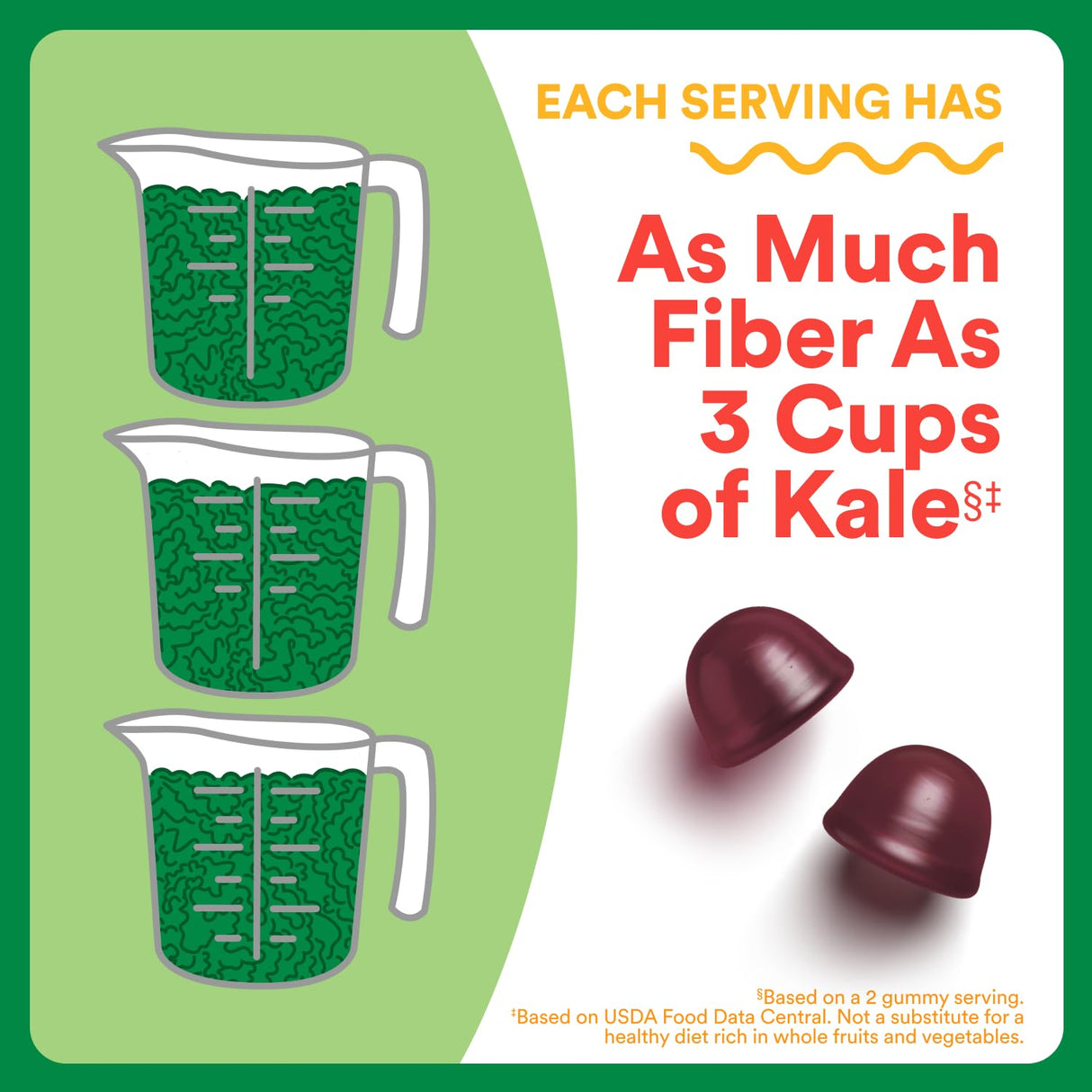 SmartyPants Kids Fiber & Veggies: Prebiotic Fiber Gummies for Kids, Fiber Supplement with Inulin, Organic Green Veggie Blend, Vegan, Gluten Free, Mixed Berry Flavor, 60 Count (30 Day Supply)