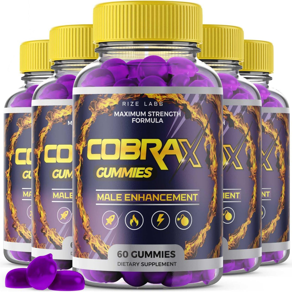 (5 Pack) CobraX Gummies, CobraX Gummies for Men, Cobra X Performance Support Ultra Pure Supplement Gomitas Advanced Formula Energy Review Stamina Performance (300 Gummies)