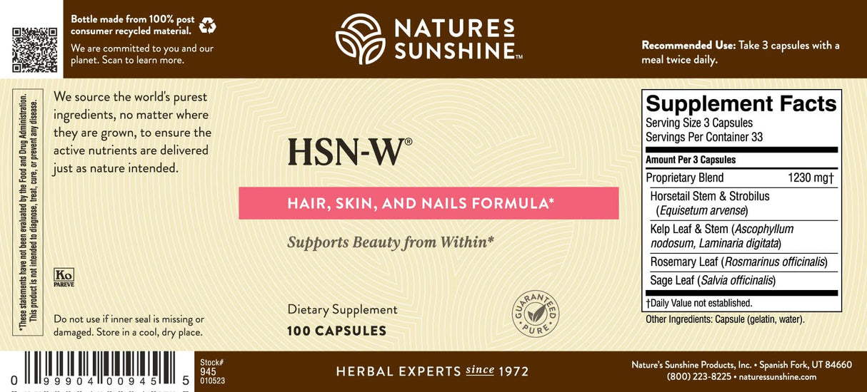 Nature's Sunshine HSN-W, 100 Capsules