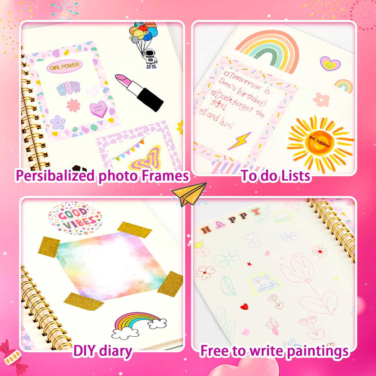 OIHEW DIY Journal Kit for Girls/Teen/Tween, 2 PC Stationery | Scrapbook | Diary | Journaling Art Crafts Supplies Set, Christmas | Birthday Gift for 8 9 10 11 12 13 14 Year Old Girl Ideas