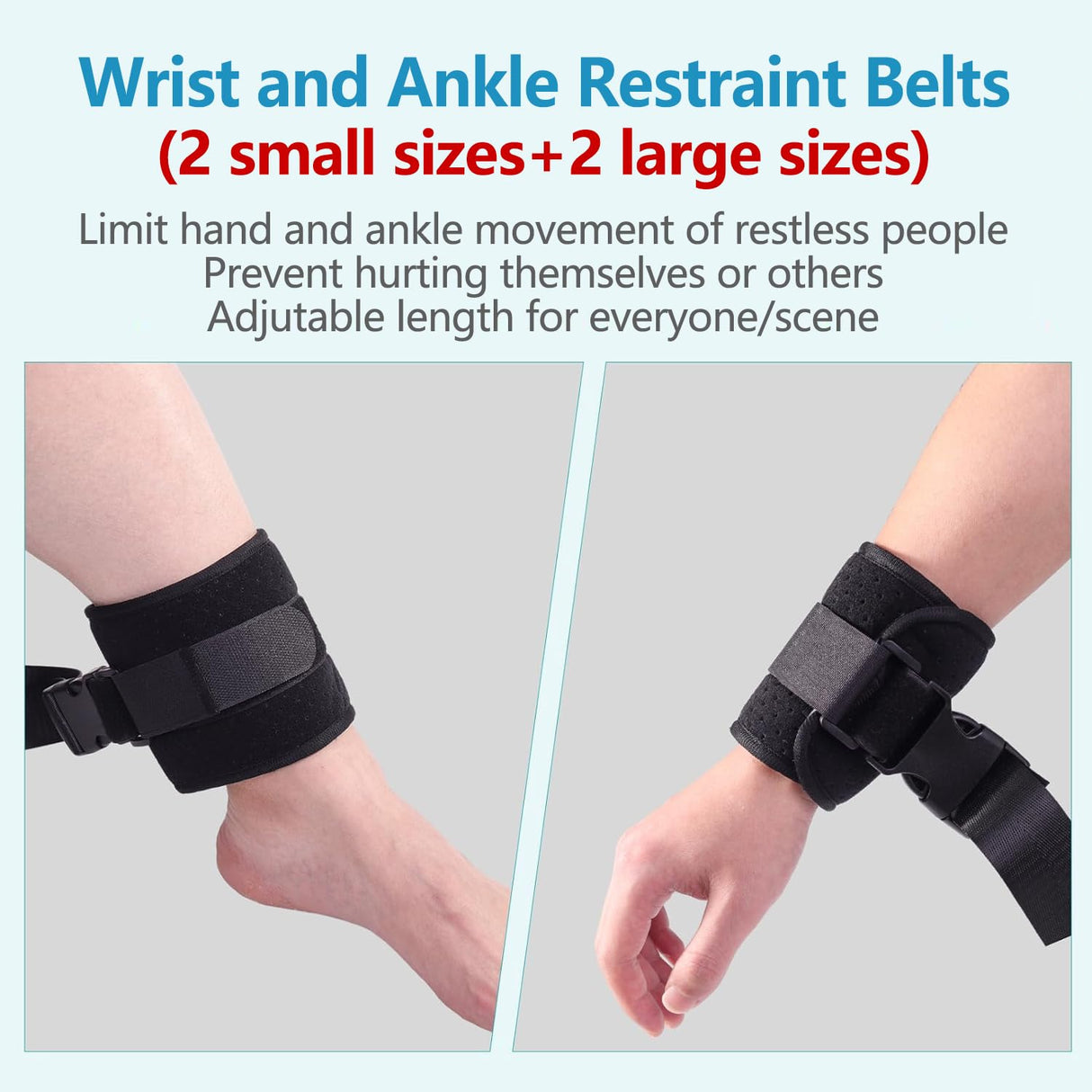 lefeke Patient Medical Restraints with Quick Release Buckles, Bed Restraints Belts for Wrists and Ankles, Limb Holder Movement Limited Ties for Hands or Legs(4 Pieces)