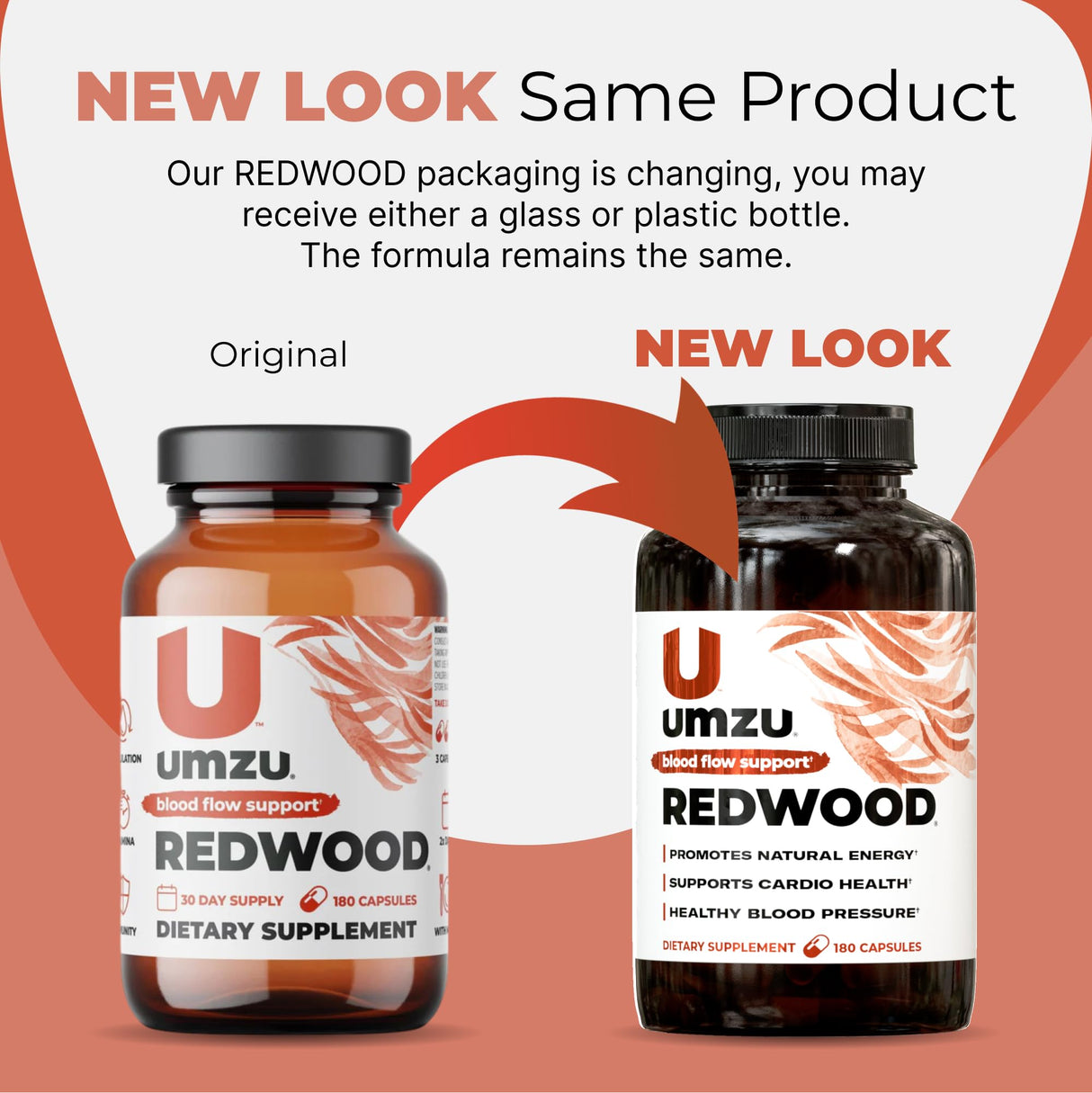 UMZU Redwood Blood Flow Nitric Oxide Supplement for Men & Women, Blood Pressure, Circulation, Stamina, Energy (30 Day Supply | 180 Capsules)
