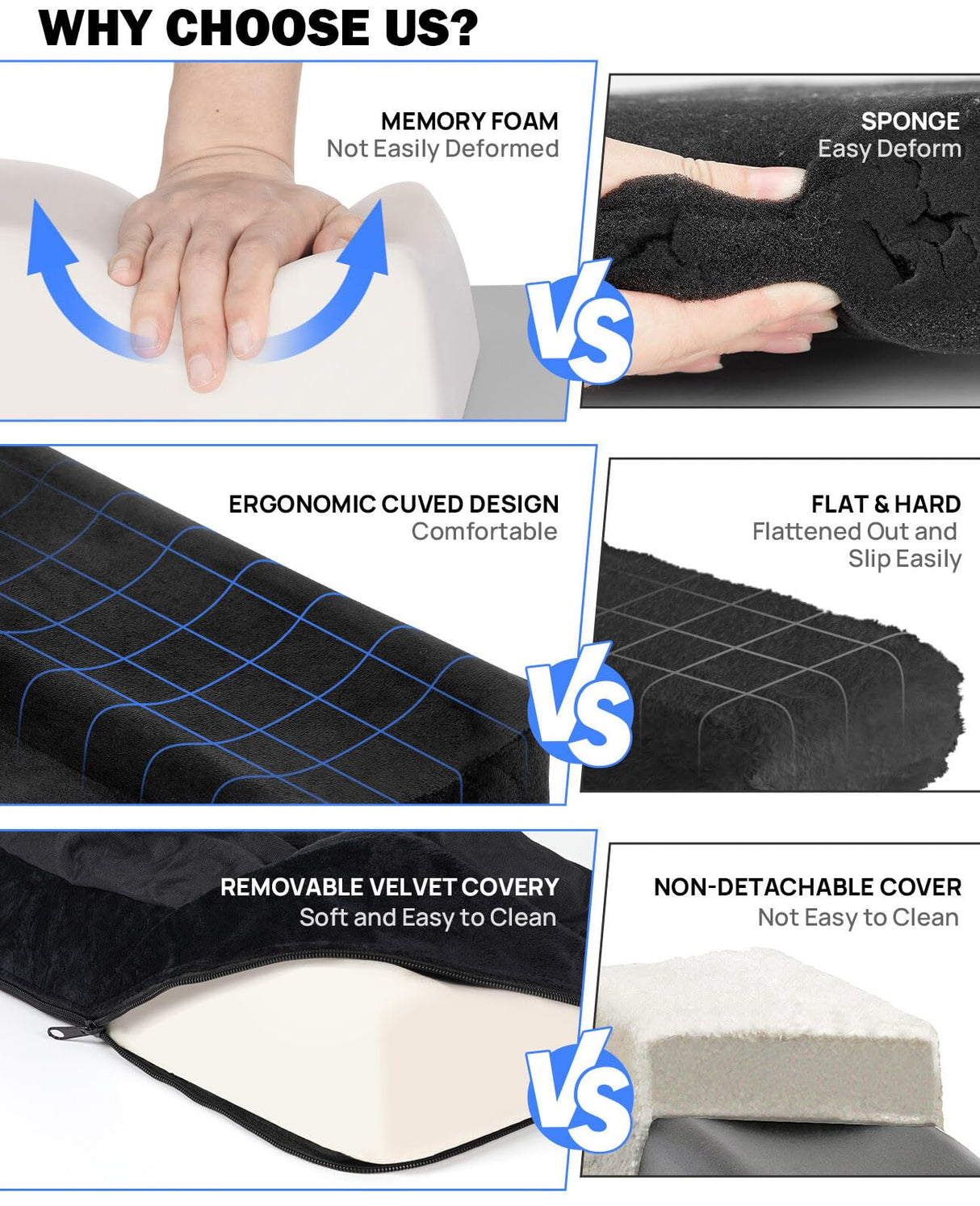 JOYTUTUS Knee Scooter Cushion Cover, Knee Scooter Pad for Comfort, 2.36" Thick Memory Foam Cushion Knee Walker Accessories with Removable Cover