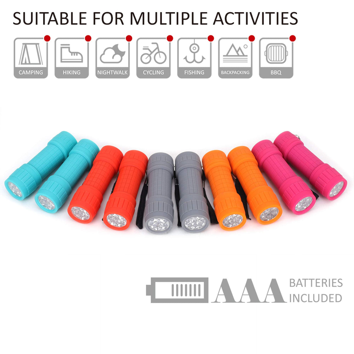 FASTPRO 10-Pack 9-LED Mini Flashlight Set with AAA Batteries Included