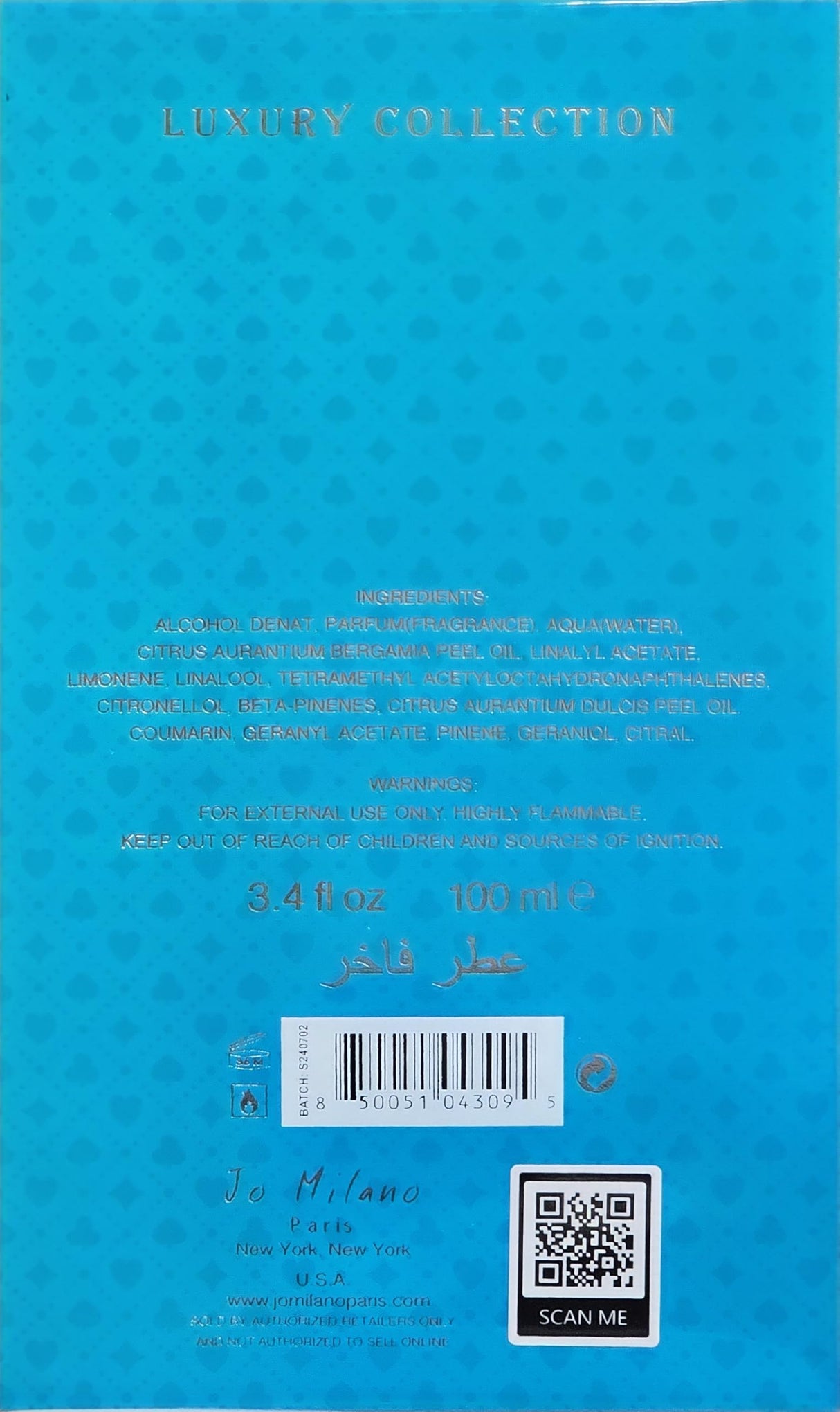 Jo Milano Game of Spades Full House Parfum, 3.4 oz/100ml