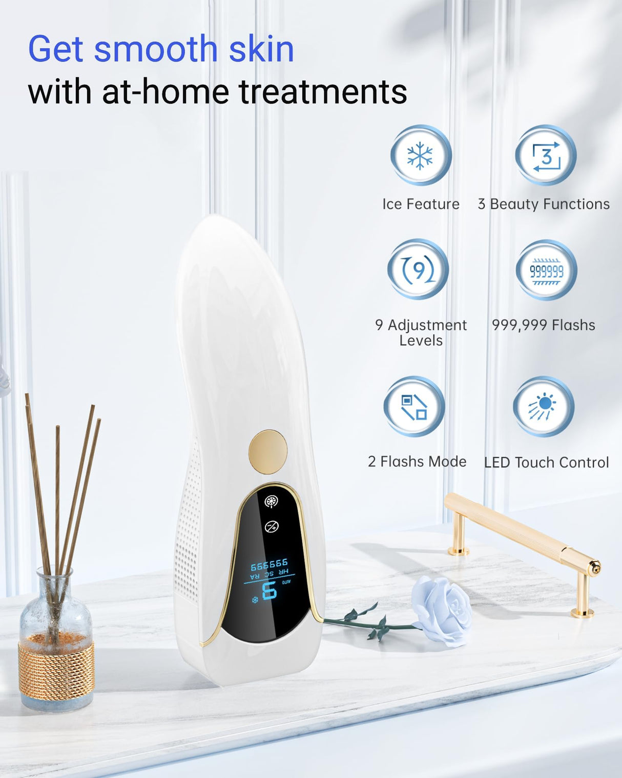 Finequin Laser Hair Removal for Women and Men, Air 15 Ice-cooling IPL Device Hair Removal for Nearly Painless & Long-Lasting Results From Home, 3 Modes & Auto Flashing for Fast Full Body Hair Removal