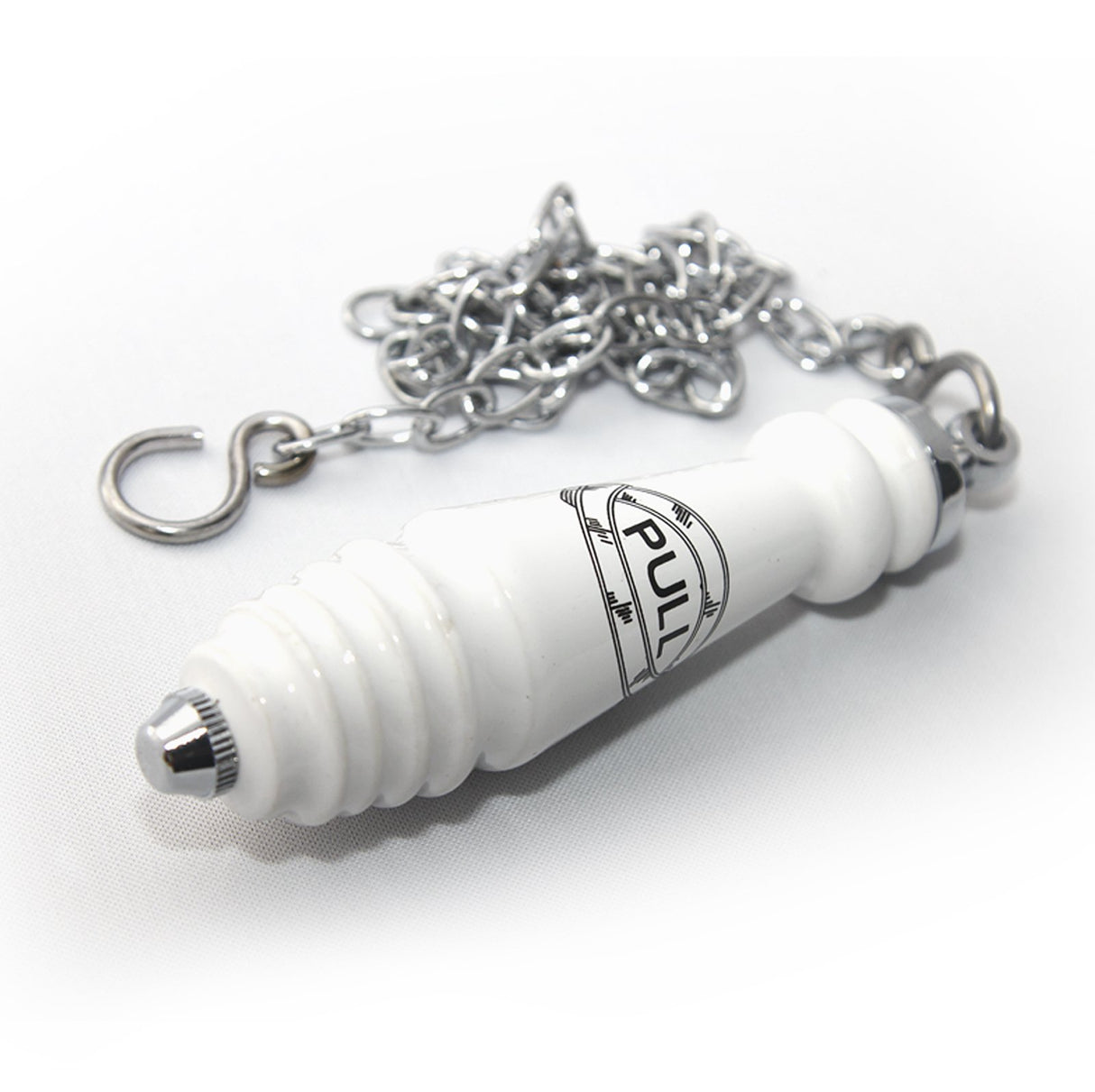 Victorian traditional ceramic and chrome flush pull for high level cistern