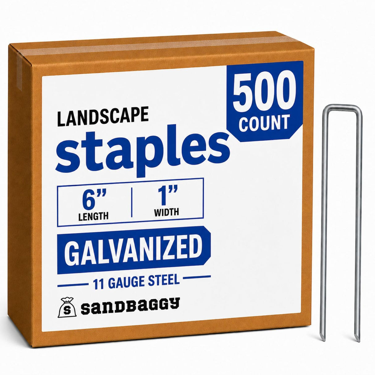 Sandbaggy 500-Count 6-Inch Galvanized Landscape Staples - SOD Garden Stakes ~ Trusted by Farmers & Contractors Across the USA