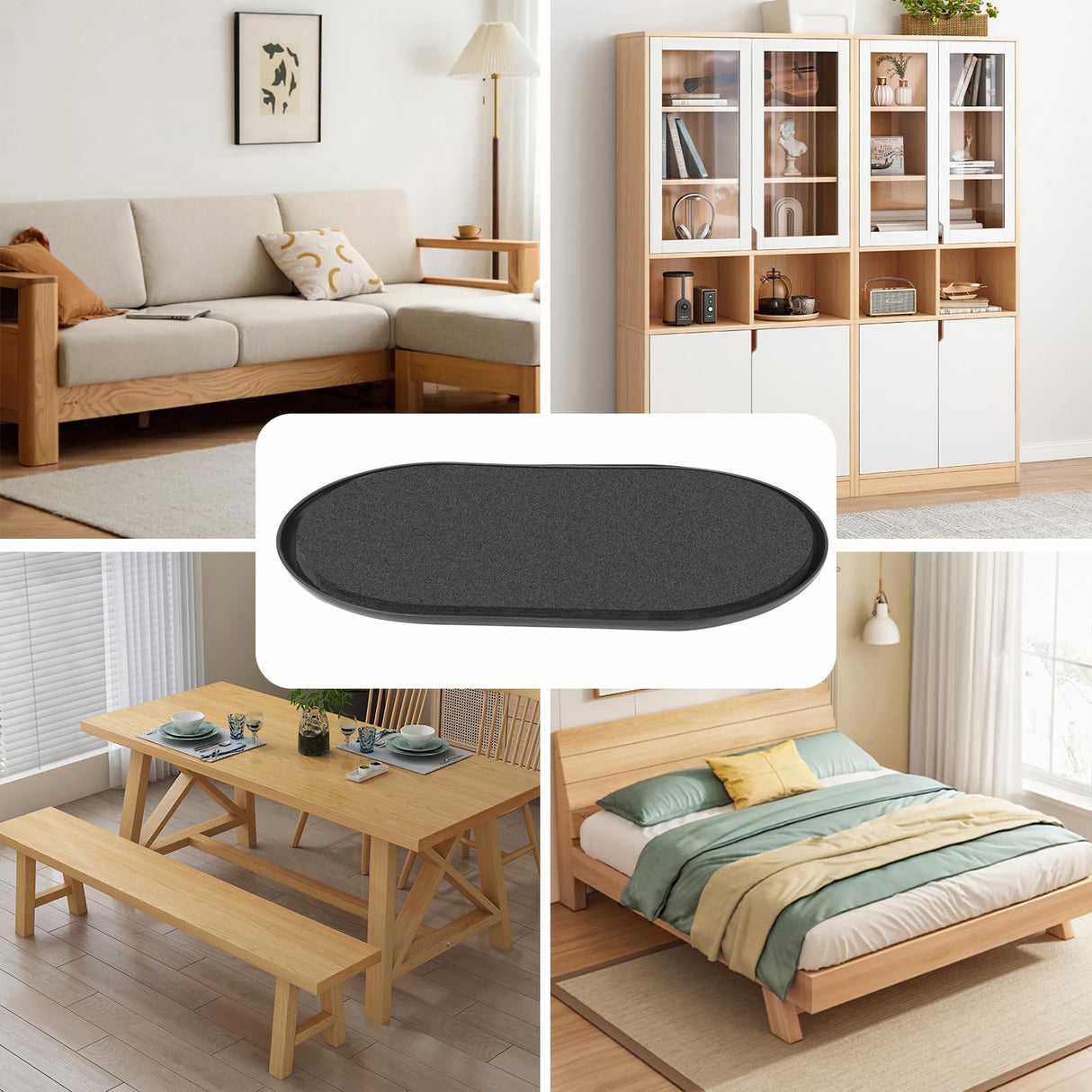 Reusable Large Furniture Sliders for Carpet, Furniture Movers Sliders, Carpet Movers Oval Heavy Duty Sofa Bed Table Desk Movers for Carpet –Quickly and Easily Move Any Item, Black (8 Pack)