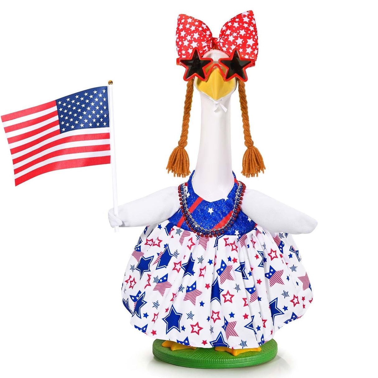 Patriotic Porch Goose Outfits 4th of July Goose Outfit Independence Day Lawn Porch Goose Clothes Fits 23" Cement Plastic Goose Statue for USA 250th Anniversary Outdoor Garden Yard Patio Decoration